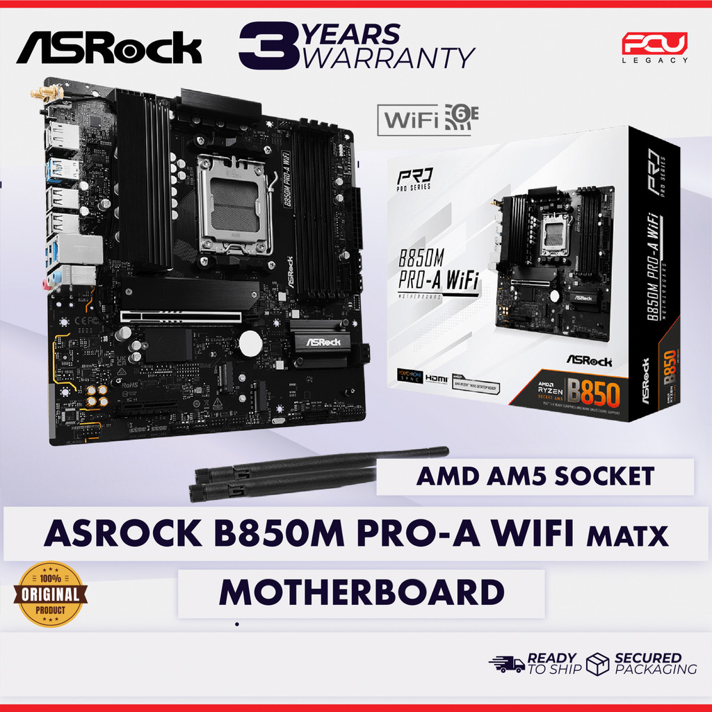 ASROCK B850M PRO-A WIFI AM5 MATX เมนบอร์ด (3Y)