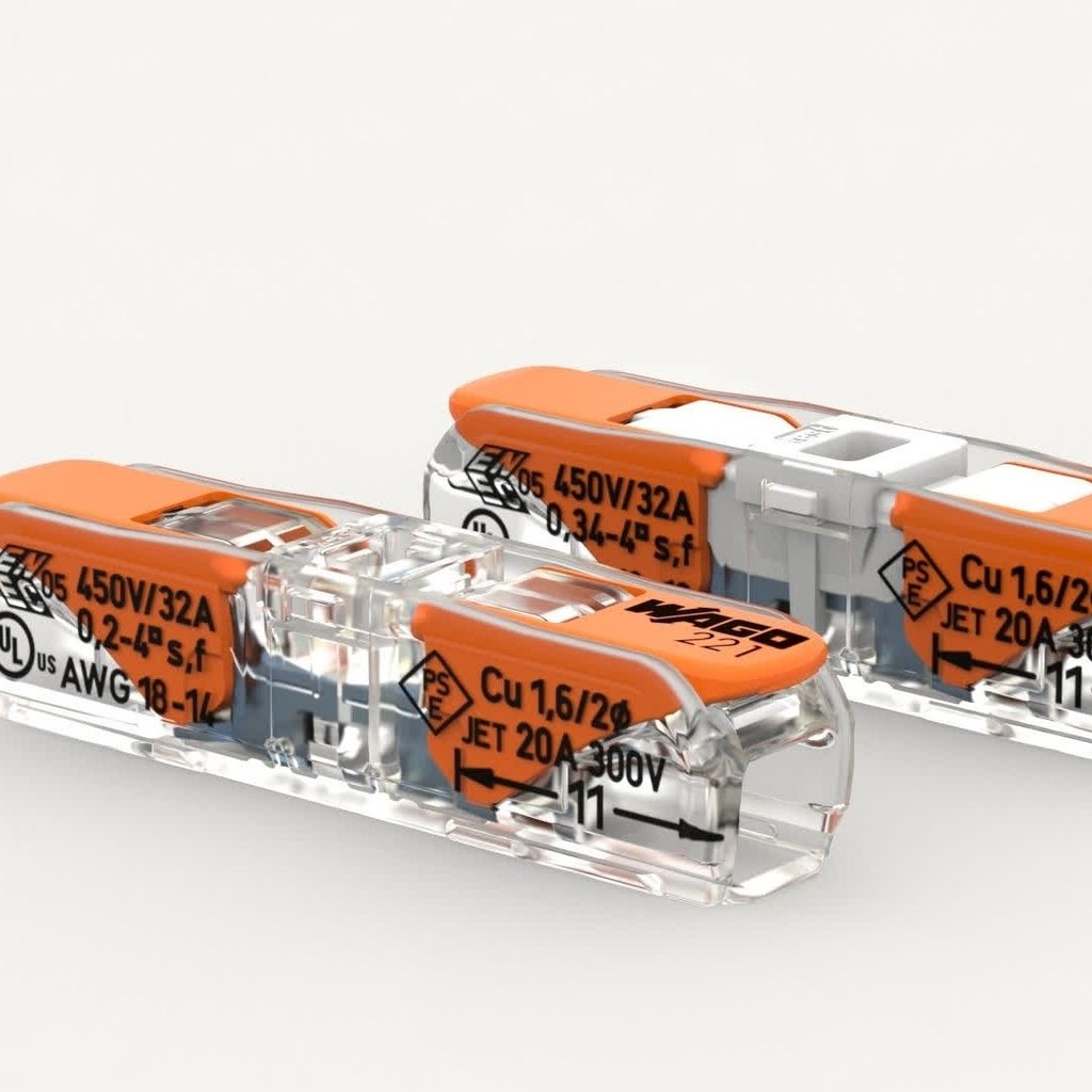 Quick Connector Original WAGO 221-2411 Terminal 4 สายสี่เหลี่ยมเชื่อมต่อเข้าและออก