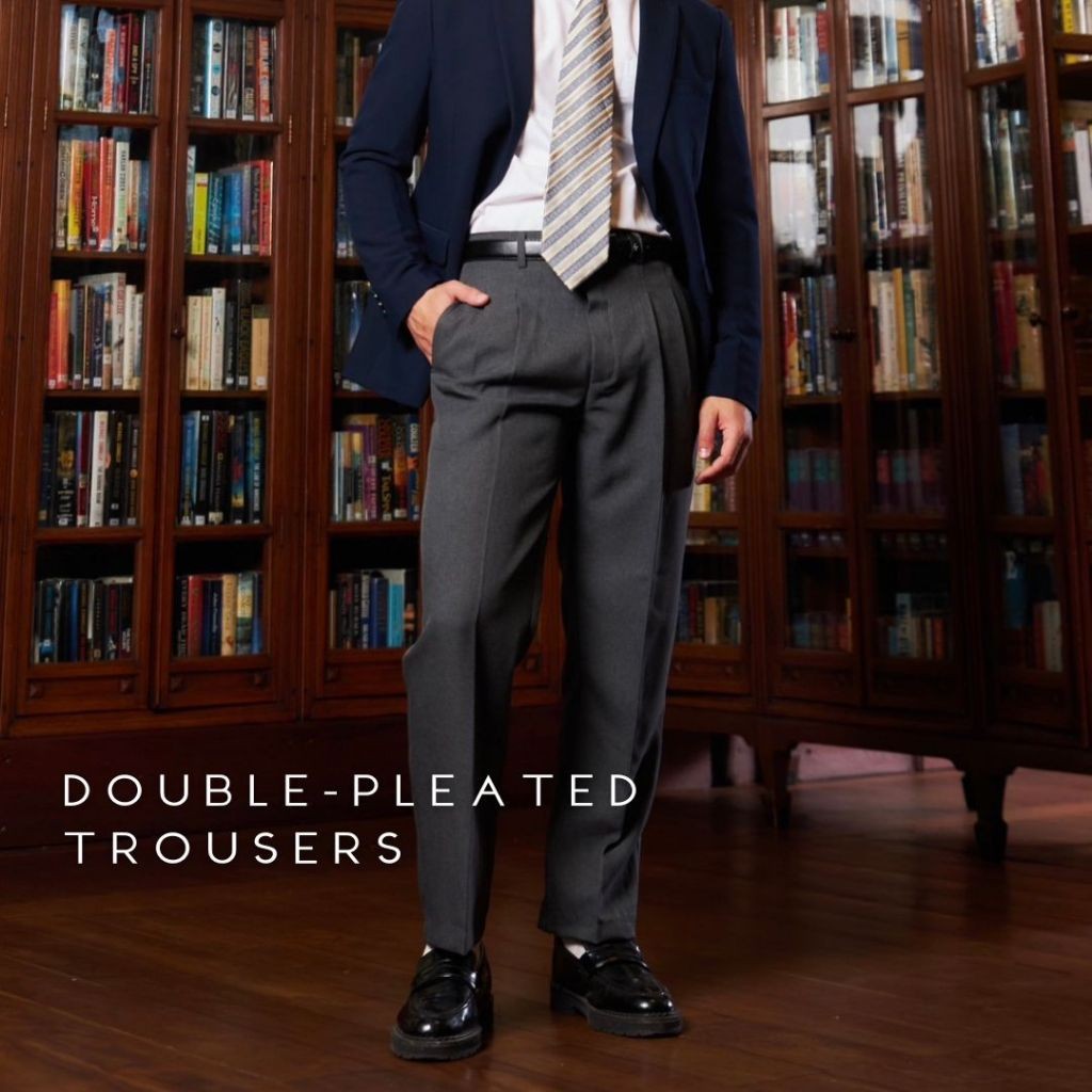 ♞CU [8สี] กางเกงสแล็ค Double Pleated Trouser เอวสูง ทรงกระบอกตรง Classic Pant XCZ