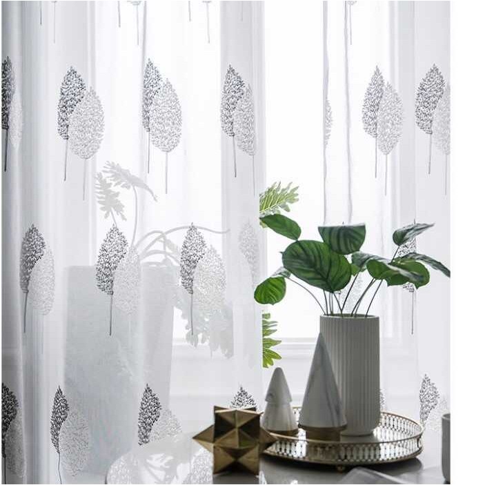 Support ❤ Custom❤ 2024 Leaf Embroidery Sheer Living Room Curtains Sliding Door Day Curtain For