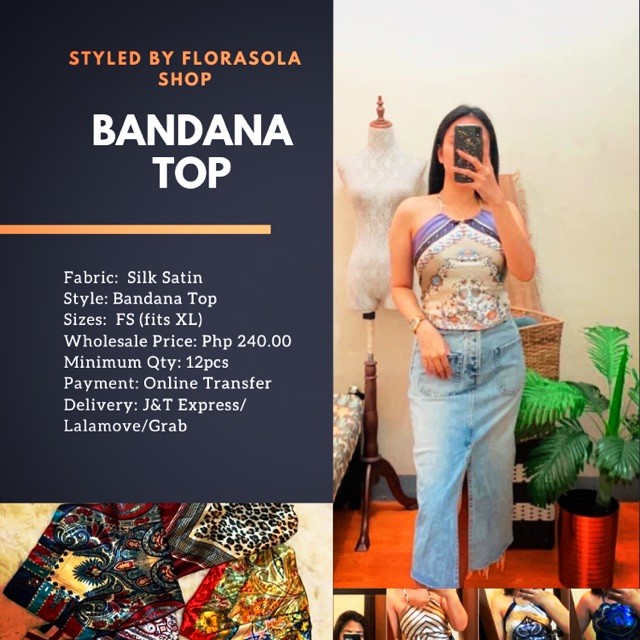 ในสต็อก BANDANA SILK SANTIN TOP