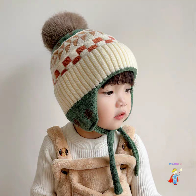 [ขายร้อน] ทารกฤดูหนาวป้องกันหูหมวกอบอุ่นสไตล์ใหม่สาวถักหมวกขนสัตว์