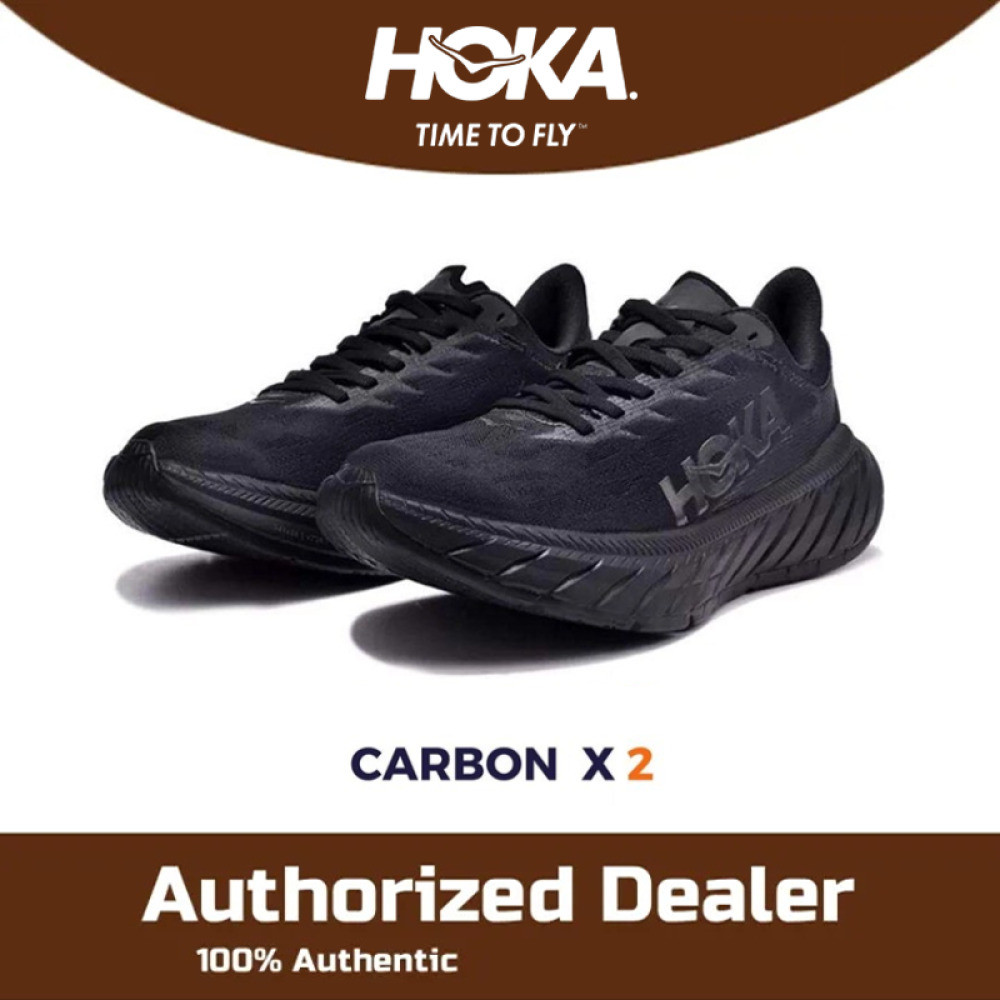 【100% Original】Hoka One Carbon X2 Triple Black Summer Mesh breathable Running Shoes for men and women shoes