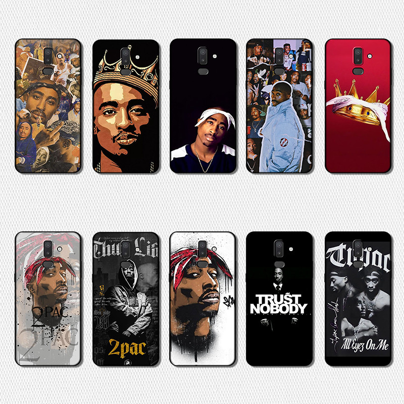 SAMSUNG เคสโทรศัพท์สีTPUนุ่มสีดําสําหรับSamsung j4 j5 j6 j7 j730 j8 Plus Prime HR2 2Pac Tupac Anti f