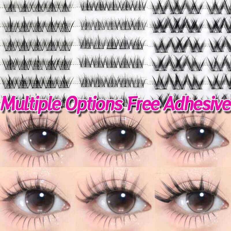 ▥ Seldhesive Eyelashes Reusable Upper/Under Eyelash แต่งหน้าเกาหลี DIY มังงะไม่จําเป็นต้องใช้กา