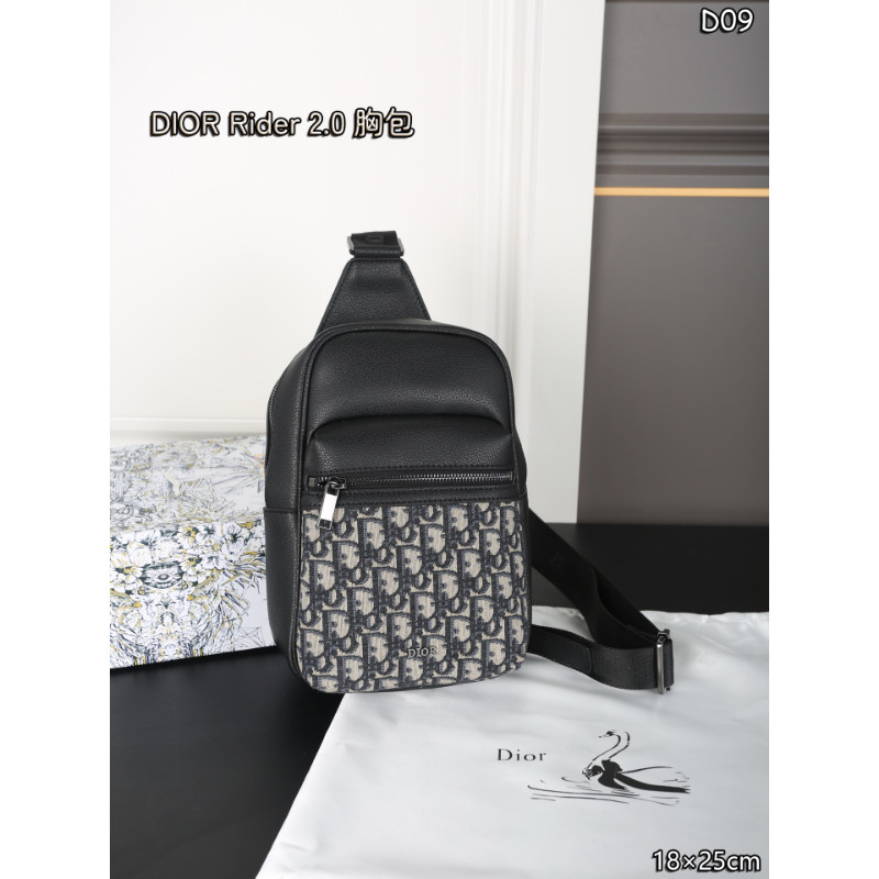 Dior0101 Black White Classic Dior Bag กระเป๋าสะพายข้างผู้ชาย กระเป๋าคาดหน้าอก