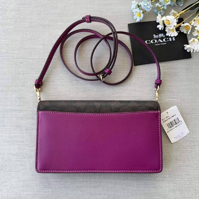 กระเป๋าสะพาย NEW COACH 3036 ANNA FOLDOVER CROSSBODY CLUTCH IN SIGNATURE CANVAS udid