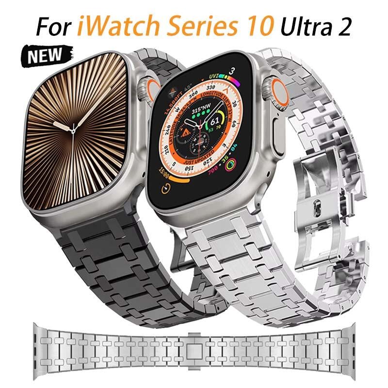 สาย สําหรับ iWatch Series 10 46mm 42mm Ultra 2 49mm นาฬิกา สาย สำรอง สายสแตนเลส สําหรับ iWatch Ultra 2 49mm สายสําหรับ iWatch Series 10 9 8 7 SE 6 5 4 Ultra 2 1