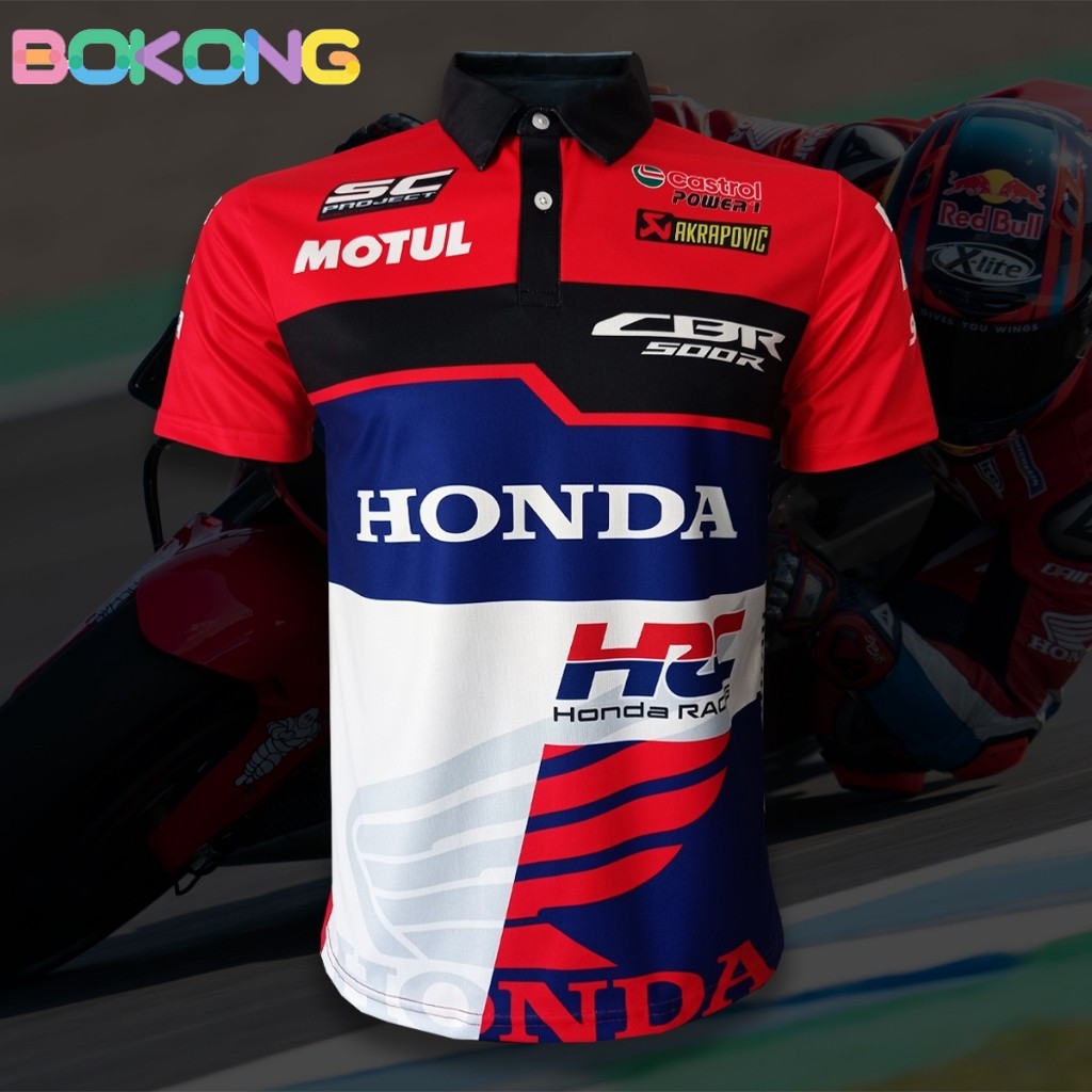 เสื้อPolo MotoGP เสื้อโปโลโมโตจีพีทีม ฮอนด้า เรสซิ่ง 2025 #MG0229 พิมพ์ทั้งตัว ไซส์
