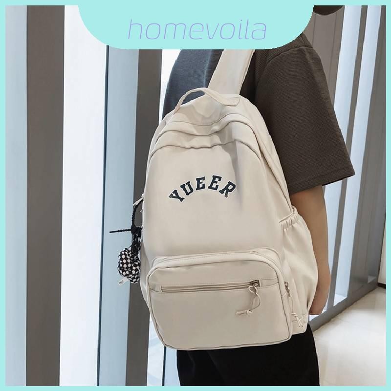 Solid Simple Color Letter Pattern Student Casual Backpack For School And Outings Casual