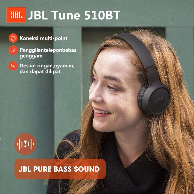 JBL TUNE 510BT หูฟังไร้สายบลูทูธ Over-ear Headphones สีดำ, น้ำเงิน, ขาว,ชมพู,กราไฟต์