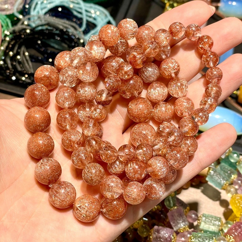 กำไลข้อมือ แทนเจอรีน Tangerine Quartz (เกรดพรีเมียม) หินแท้ หินนำโชค หินธรรมชาติ