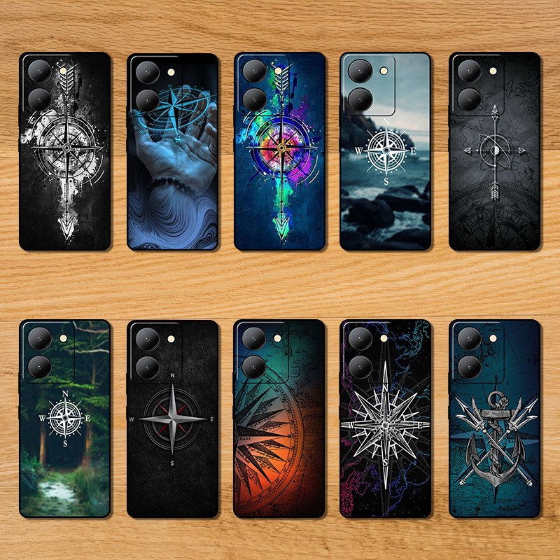 Vivo Y31 Y3S Y35 Y36 Y50 Y51 Y55 Y55S RB16 เข็มทิศแฟชั่นพิมพ์เคสโทรศัพท์ป้องกันการตกฝาครอบป้องกัน