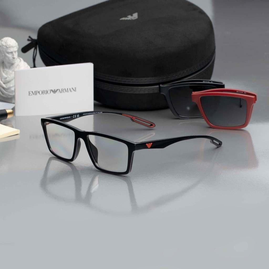 แว่นกันแดด EMPORIO ARMANI รุ่น EA4189U 50171W SIZE 55 MM. (SHINY BLACK) + CLIP ON