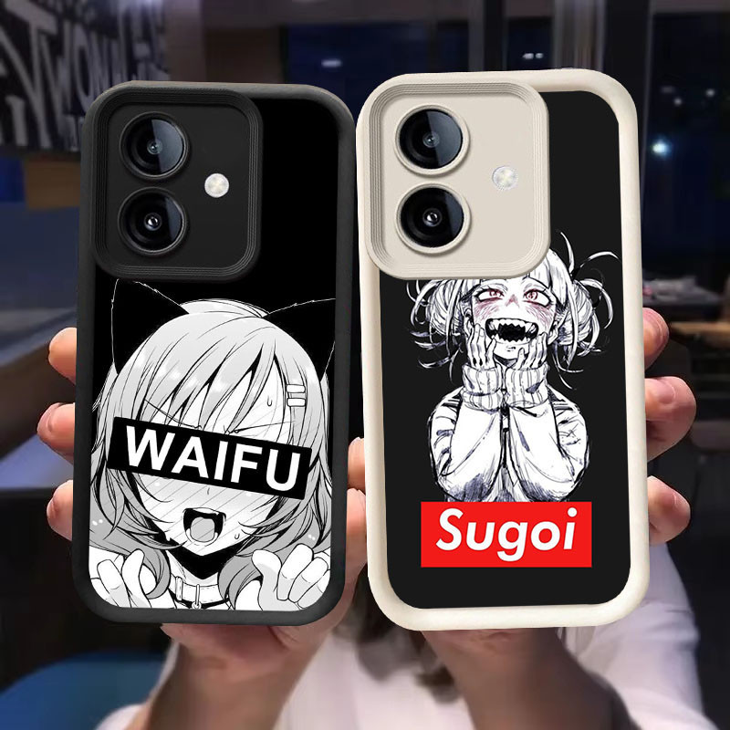 O-17 อะนิเมะ Waifu สําหรับ OPPO A3 A3X A5 Pro 5G สีดําและสีขาว