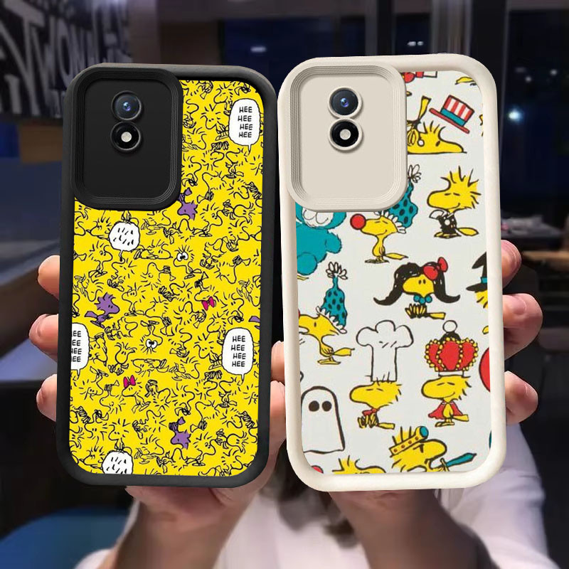 O-6 Woodstock Casing สําหรับ VIVO Y02t Y02 V30 Y02a V30E Pro 5G สีดําและสีขาว