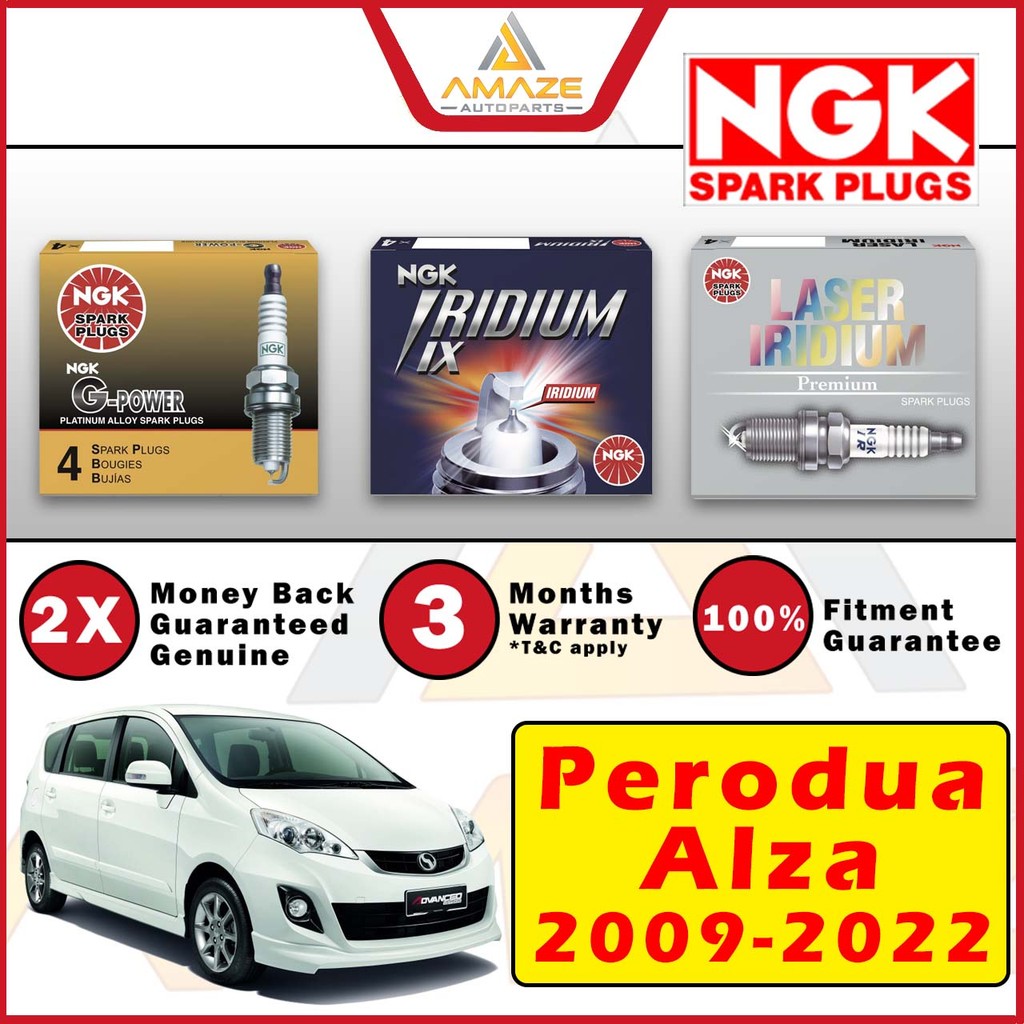 หัวเทียน NGK (G-Power Platinum / Iridium IX / Laser Iridium) สําหรับ Perodua Alza (2009-2022)[Amaze 