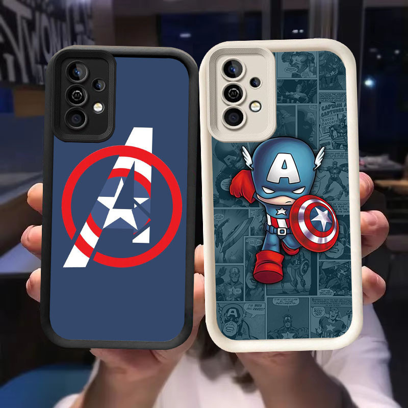 O-11 ปลอกกัปตันอเมริกาสําหรับ Samsung Galaxy A53 A52 A72 A52S A73 S25 Ultra 5G สีดําและสีขาว
