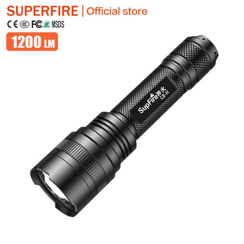 C8-H SUPERFIRE ซูเปอร์ไบรท์ 21700 ไฟฉายพลังงานสูงแบบชาร์จไฟไ