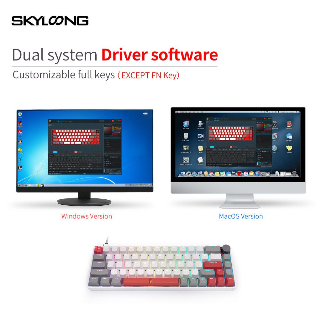 คีย์บอร์ด ไร้สาย SKYLOONG GK68K LITE GASKET/KNOB/Layout 68คีย์/TRIPPLE Mode