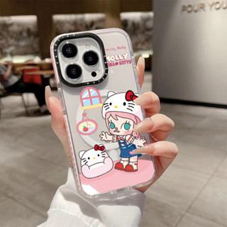 น่ารัก Hello Kitty ตุ๊กตาไร้สายชาร์จแม่เหล็กสําหรับ IPhone 1…