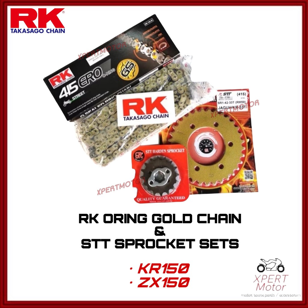 KR150/ZX150 415 RK ORING REAR SPROCKET ชุด RK ORDING GOLD CHAIN HARDEN STEEL