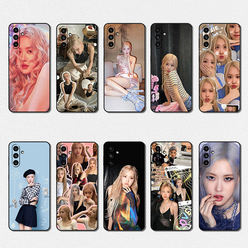 เคสโทรศัพท์สีดําแบบนุ่มแฟชั่นสําหรับ Samsung S23 FE S23 Plus Ultra HR29 rose Cover