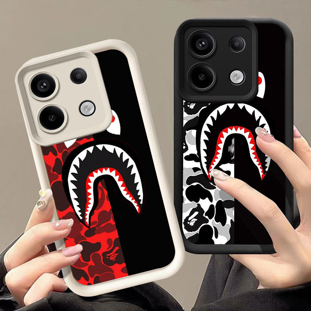 เคสสําหรับ Xiaomi Redmi Note POCO M6 X6 X7 14 13 Pro Plus 5G Q-49 bape shark