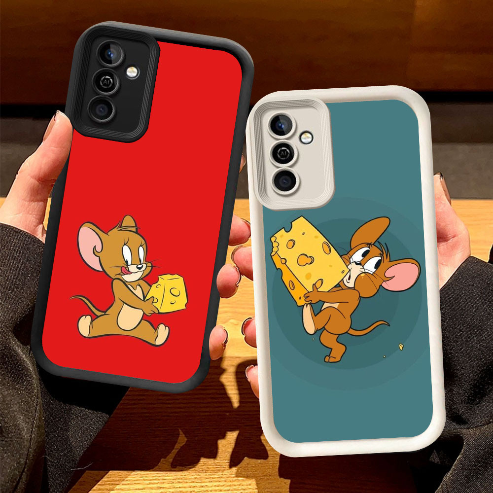 O-43 เคสสีเมาส์สําหรับ Samsung Galaxy S21 M15 S24 A55 5G FE สีดําและสีขาว