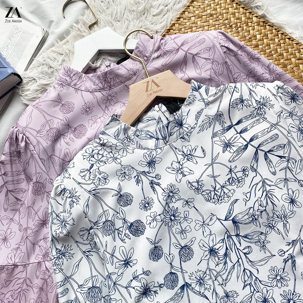 ZOE ARISSA Ruqayya Kurung Baju Kurung Modern Cutting Floral Design Muslimah Wanita Kurung Kedah Moden พิมพ์ใหม่