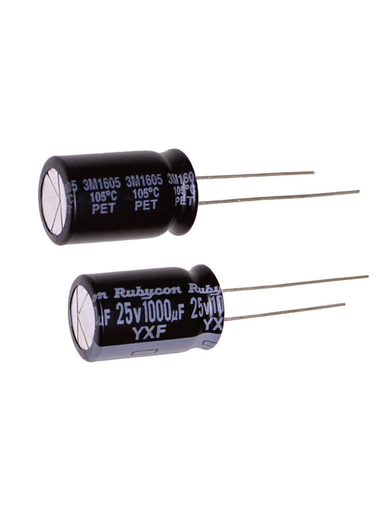 ♞Rubycon นําเข้าตัวเก็บประจุอิเล็กโทรลีติค 25v1000uf 12.5 * 20 มม. Ruby YXF ความถี่สูงอายุการใช้งานย