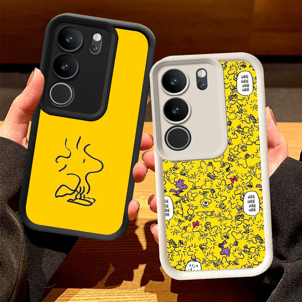 O-6 Woodstock Casing สําหรับ VIVO V40 Y300 Y19S V50 Lite Y29 Pro 5G สีดําและสีขาว