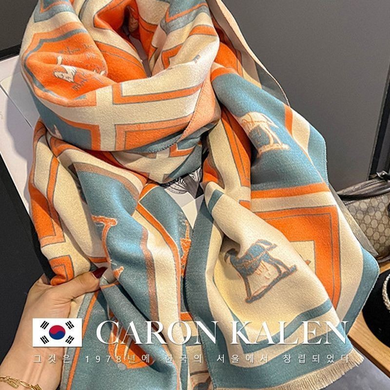 [พร้อมส่ง] Caron kalen ผ้าคลุมไหล่ ผ้าพันคอ ผ้าแคชเมียร์ สองด้าน หรูหรา สําหรับผู้หญิง
