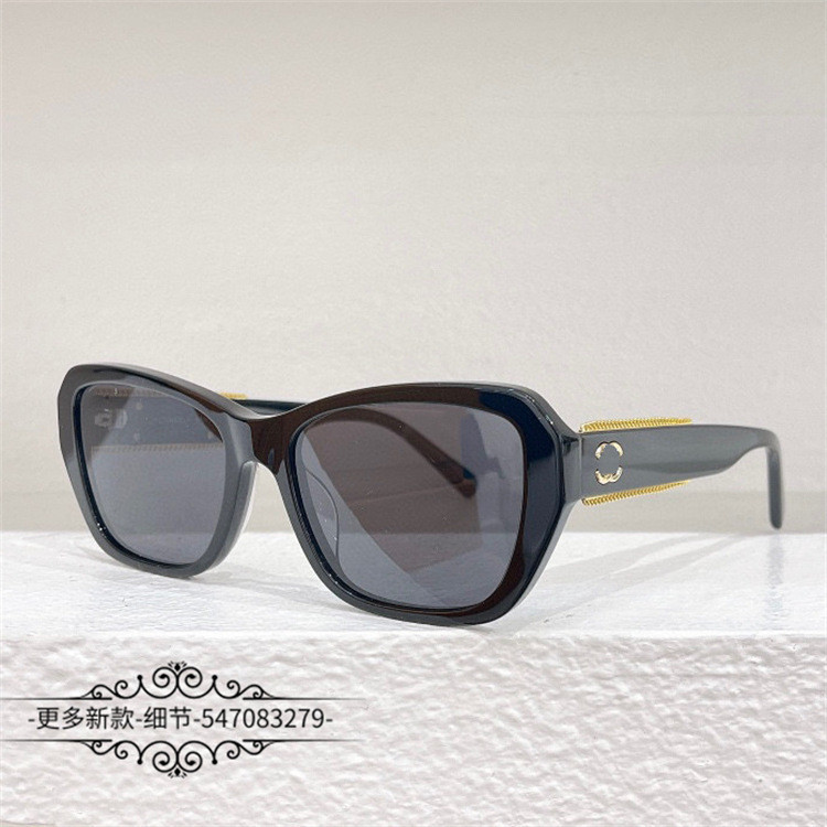 I3K1 Cha###l Plate Sunglasses European and American Style Cat Eye Personality Chain Sunglasses for