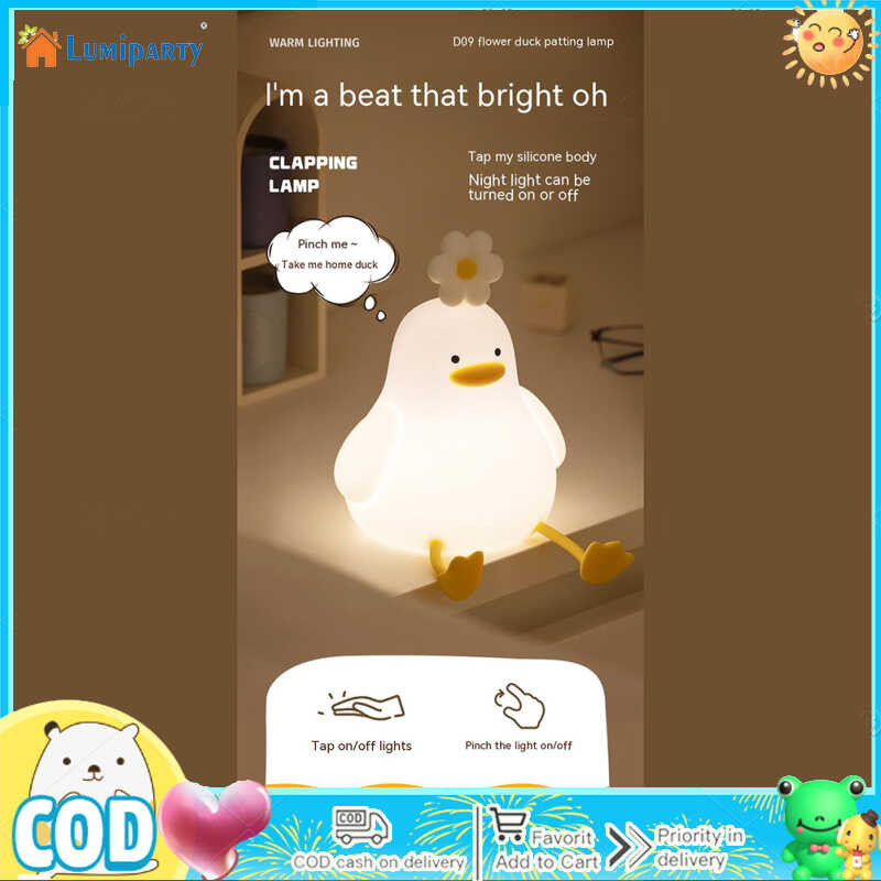 Lumiparty 🍀 1.5W Kids Duck Night Light 3 Levels Adjustable Brighess Touch Control Cute Silicon