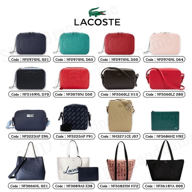 Lacoste กระเป๋าสะพายข้างผู้หญิง กระเป๋าสะพายไหล่ คล้องไหล่ [สินค้าแท้ 100%]