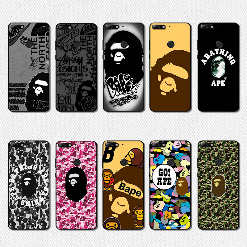 เคสโทรศัพท์สี TPU สีดํานุ่มสําหรับ Huawei Y6s Y6 Pro Y7 Y9 Prime HR3 bape การออกแบบป้องกันการตก