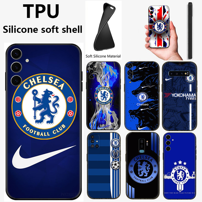 SAMSUNG สําหรับsamsung A70 A11 A12 A21S 4G A22 5G TPUหรูหราสีดําซิลิโคนนุ่มกรณีD36 chelseaฟุตบอลClub