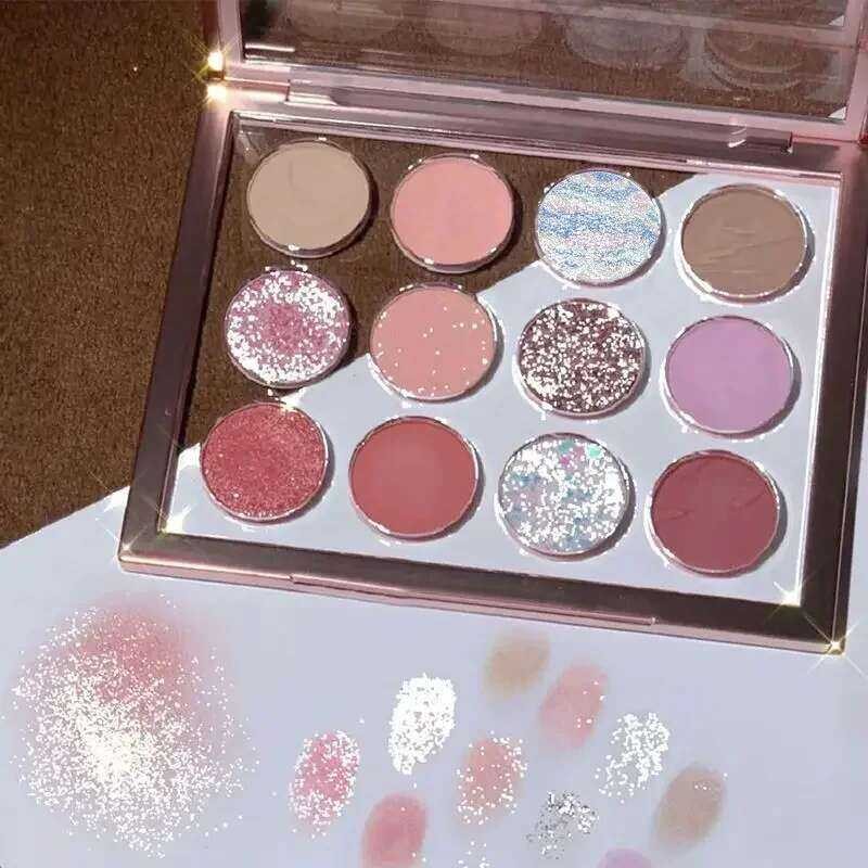 ▥ 12สีอายแชโดว์ Matte อายแชโดว์สี Earth Pearl กันน้ำกันน้ำ Gli