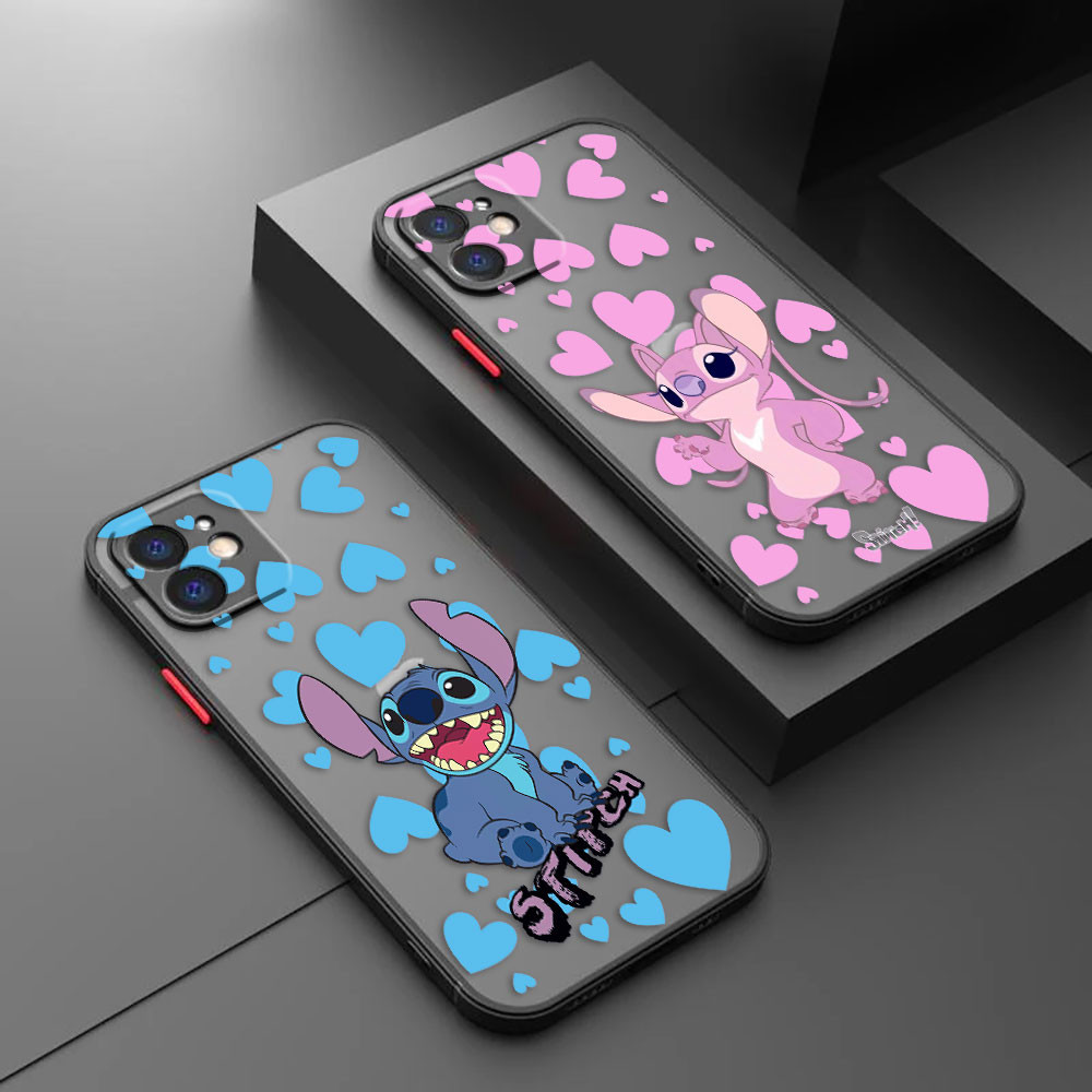 Angel Lilo และ Stitch การ์ตูน Matte Shock Proof ผิวรู้สึกเคสโทรศัพท์สําหรับ OPPO REALME 11 10 7 6 5 