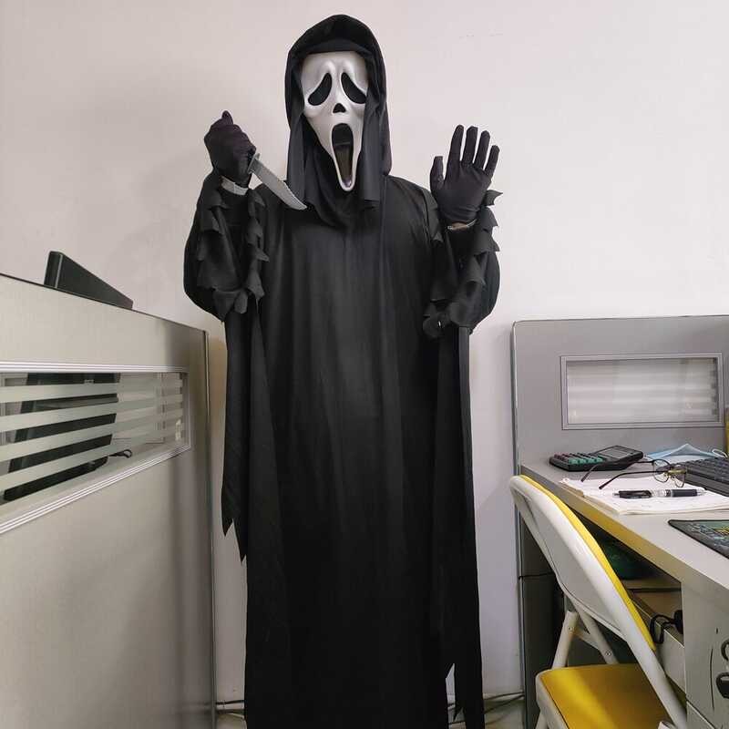 Scream * Costume With Latex Mask Halloween Cosplay Horror Ghost Face Costume Scary Tricky Funn