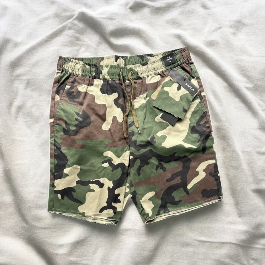 กางเกงขาสั้น Rvca Weekend Elastic Shorts Woodland Camo รับประกันของแท้ มือ1 พร้อมส่ง