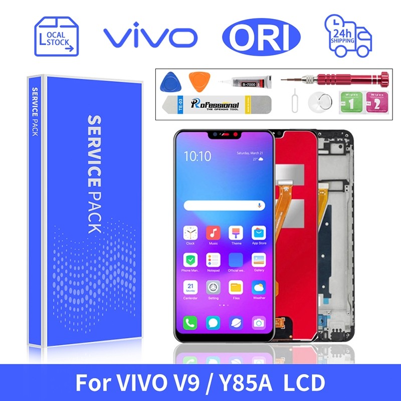 ในสต็อกสําหรับvivo V9 Y85A 1723 V9 YOUTH LCDหน้าจอสัมผัสแก้วDigitizerเปลี่ยนกรอบ