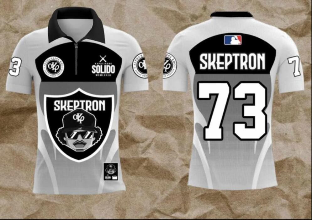 52nd Anniversary Design Baseball Style SKEPTRON 1973 3D Zipper Style Polo T-shirt - ฟรีลูกค้า NAME A