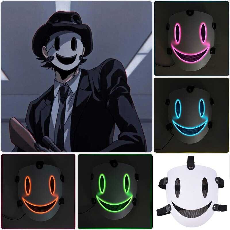 Anime Japanese Cosplay Face Mask Neon High Rise Invasion Mask LED Glowing Mask Sky Invasion Masque