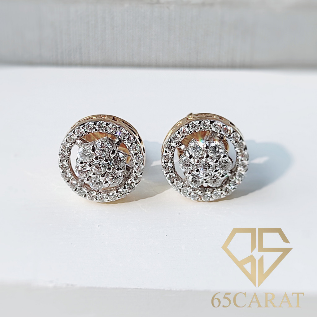 65Carat - ต่างหูเพชรแท้ เพชรน้ำ100  น้ำหนัก 0.50กะรัต  รหัสTH08