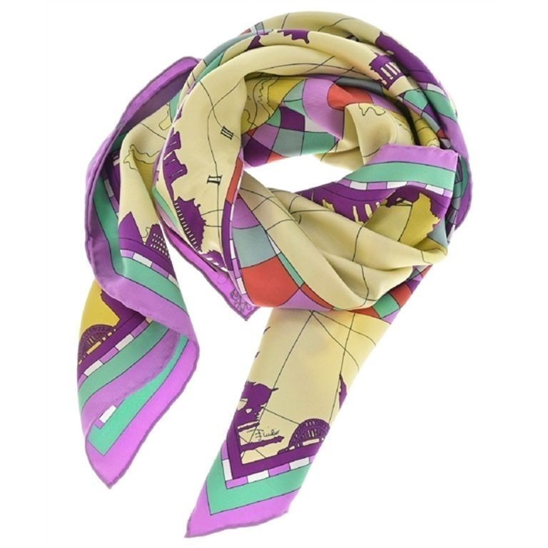 Emilio Pucci M O I Scarf Women yellow purple overall pattern green Direct from Japan Secondhand