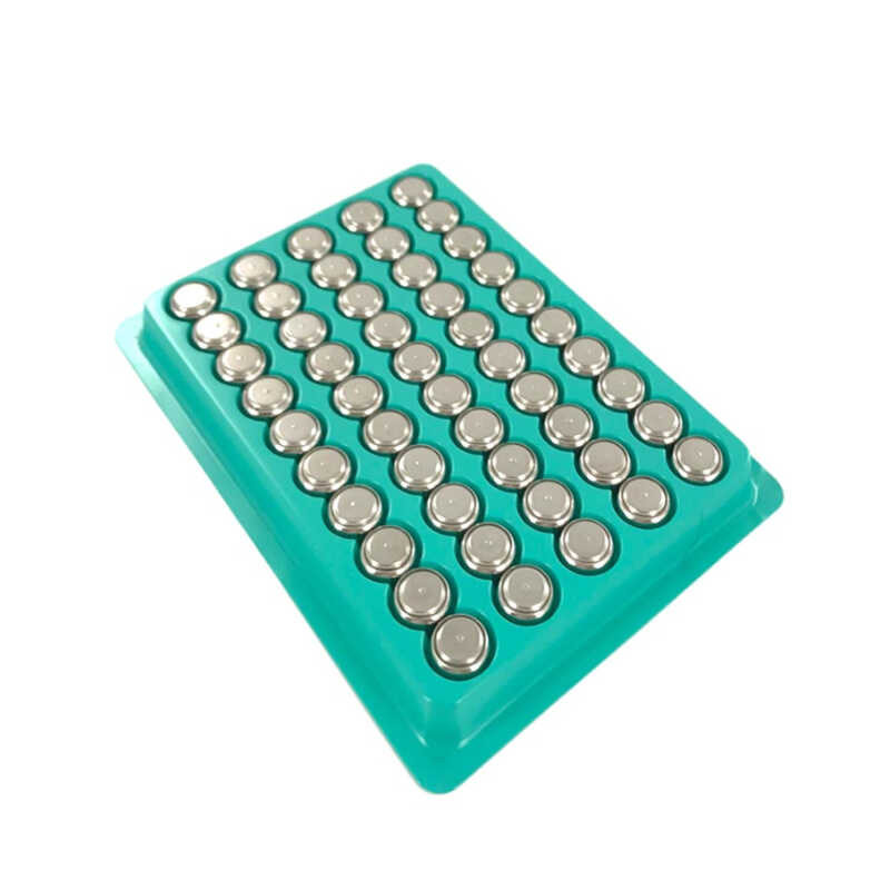 Δ แบตเตอรี่ปุ่มอัลคาไลน์ 1.55V 50 ชิ้น Ag13 L1154 Rw82 Rw42 Sr1154 Sp