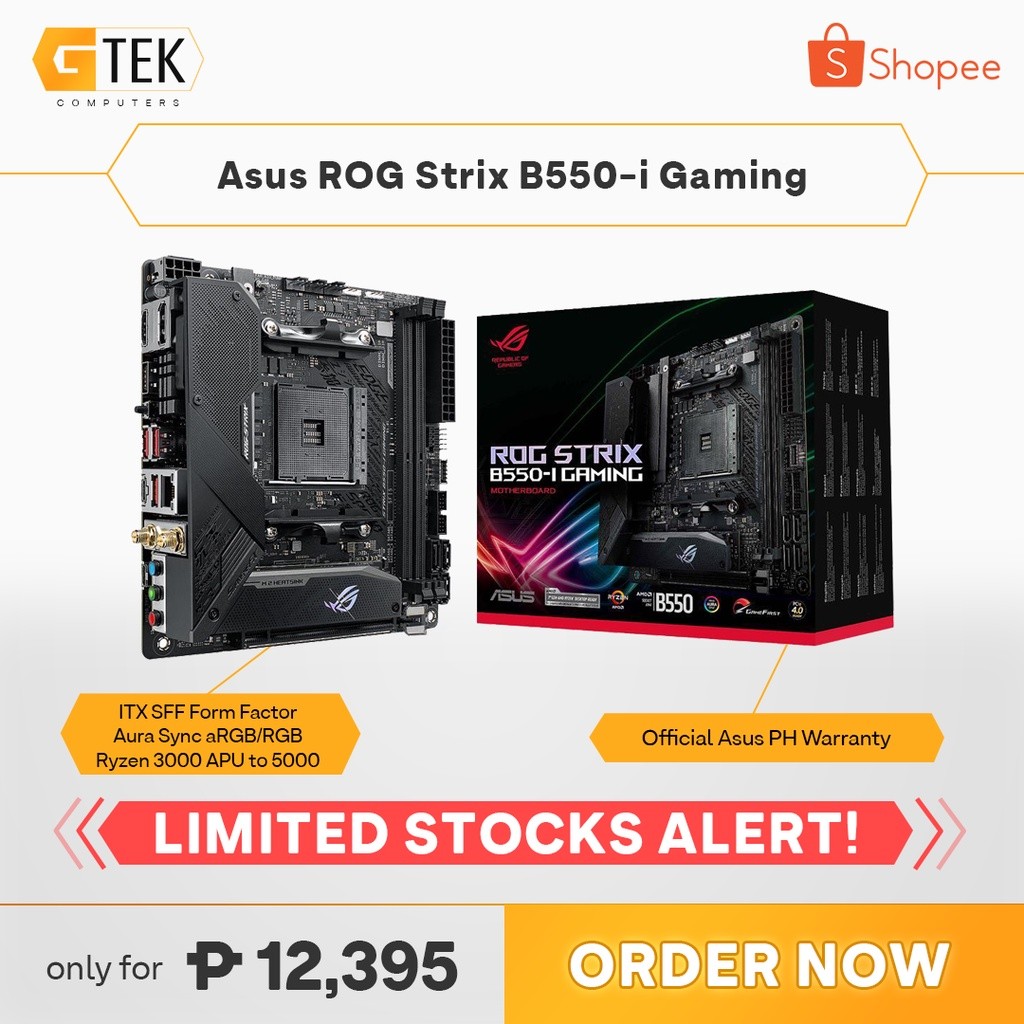 ในสต็อก Asus ROG Strix B550-I Gaming B550 AMD AM4 Ryzen ITX เมนบอร์ด