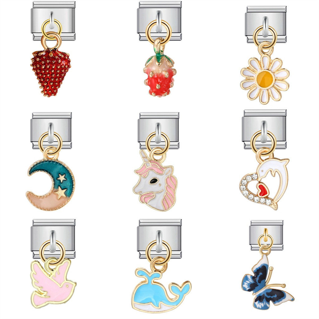 อะนิเมะ Y2k การ์ตูนน่ารัก kawai สัตว์หัวใจอิตาเลี่ยน Charm สร้อยข้อมือ Link เครื่องประดับทํา DIY จี้